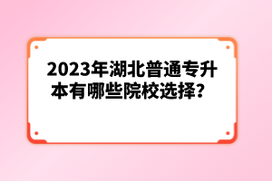 2023年湖北普通專升本有哪些院校選擇？