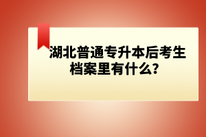 湖北普通專升本后考生檔案里有什么？