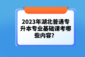 2023年湖北普通專升本專業(yè)基礎課考哪些內容？