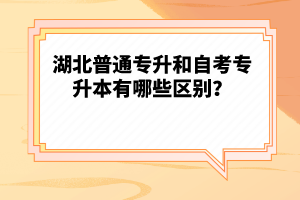 湖北普通專升和自考專升本有哪些區(qū)別？