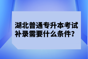 湖北普通專升本考試補(bǔ)錄需要什么條件？