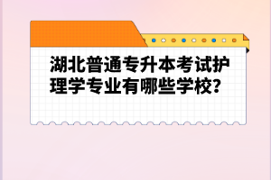 湖北普通專升本考試護理學專業(yè)有哪些學校？