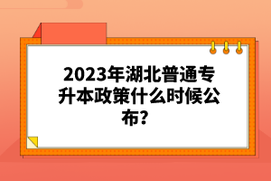 2023年湖北普通專升本政策什么時(shí)候公布？