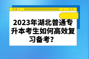 2023年湖北普通專升本考生如何高效復習備考？