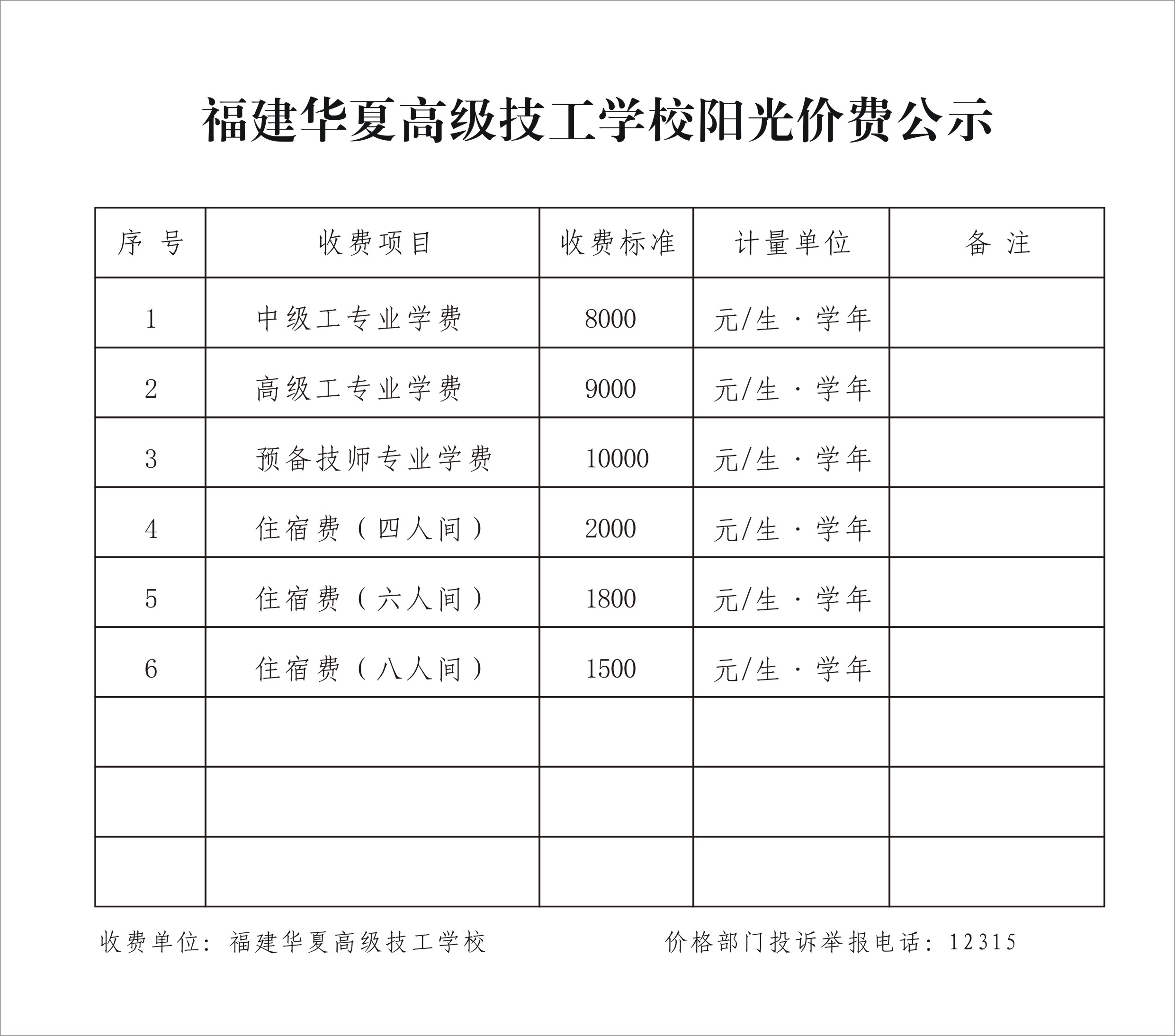 福建華夏高級(jí)技工學(xué)校收費(fèi)標(biāo)準(zhǔn)