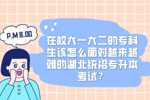 在校大一大二的?？粕撛趺疵鎸υ絹碓诫y的湖北統(tǒng)招專升本考試？