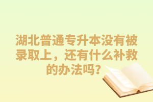 湖北普通專升本沒(méi)有被錄取上，還有什么補(bǔ)救的辦法嗎？