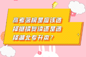 高考落榜是應(yīng)該選擇繼續(xù)復(fù)讀還是選擇湖北專(zhuān)升本？