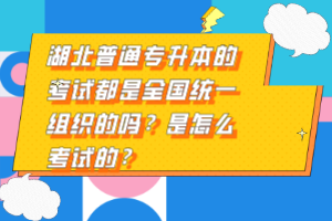 湖北普通專升本的考試都是全國統(tǒng)一組織的嗎？是怎么考試的？